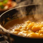 Padella con liquido che inizia a bollire sul fuoco