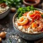 Bowl di sushi con salmone, avocado e verdure