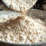 Ciotola con farina incorporata al composto liquido