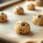 Teglia con palline di impasto distanziate tra loro