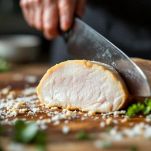 Petto di pollo inciso e farcito con prosciutto e formaggio