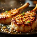 Costolette dorate in padella con burro caldo