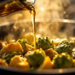 Pentola con carciofi morbidi pronti per essere frullati