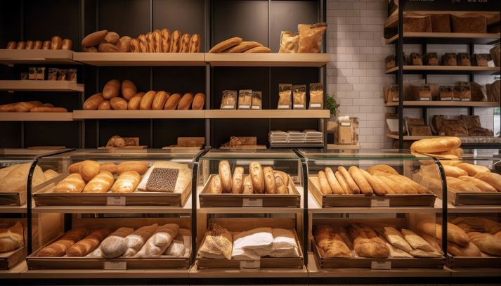 Diversi tipi di pane all'interno di un forno