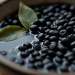 Fagioli neri in acqua con alloro