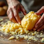 Patata schiacciata con schiacciapatate