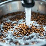 Lenticchie sciacquate unite alle verdure