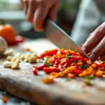 Aglio tritato e peperoncino a pezzi