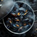 Cozze che si aprono al vapore