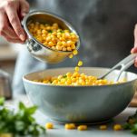 Mais e cipollina aggiunti nella ciotola