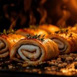 Involtini di pesce spada dorati in teglia