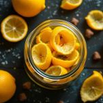 Barattolo con scorze di limone e alcol