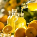 Bottiglie di vetro piene di limoncello