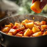 Minestra con patate in cottura