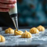 Ciuffi di impasto sulla teglia