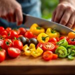 Peperoni a falde sul tagliere