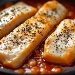 Pesce spada nel sugo rosso in padella