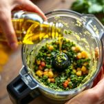 Pesto che diventa cremoso nel mixer