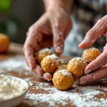 Polpettine crude su piano di lavoro