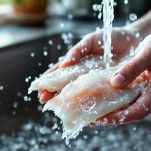 Filetti di merluzzo puliti sul tagliere