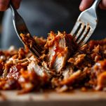 Carne tenera sfilacciata con salsa