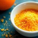 Ciotola con scorza d’arancia e spremuta filtrata