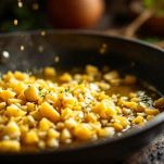 Aglio in padella nell’olio caldo