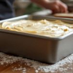 Teglia imburrata con impasto livellato