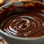 Cioccolato fuso lucido in ciotola