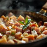 Ingredienti mescolati in padella