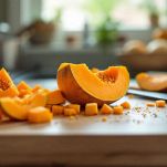 Zucca e cipolla su tagliere