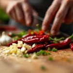 Tagliere con trito rosso piccante