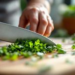 Erbe verdi sul tagliere