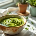 Salsa verde liscia nel contenitore