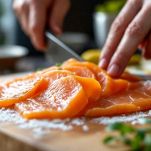 Fette sottili di salmone affumicato