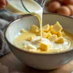 Aggiunta di latte e burro fuso nell’impasto