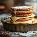 Strati di biscotti e crema nello stampo
