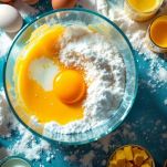 Uova mescolate con latte e zucchero