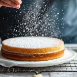 Torta dorata su piatto