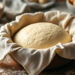 Ciotola con impasto coperto da un panno