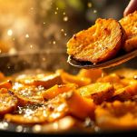 Padella con zucca dorata in cottura