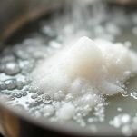 Padella con liquido agrodolce in preparazione