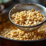 Pentola con zuppa ricca di verdure e fagioli