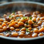 Pentola con zuppa che sobbolle lentamente
