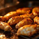 Ali di pollo in cottura nel forno.