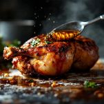 Anatra arrostita con pelle croccante.