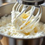 Albumi montati in una ciotola con fruste elettriche.