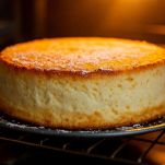 Angel cake che cuoce in forno nello stampo.