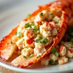 Insalata di aragosta servita nel guscio.