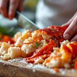 Aragosta intera bollita in pentola.